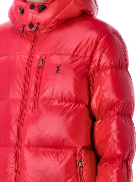 Geacă cu puf Polo Ralph Lauren cu glugă roșu