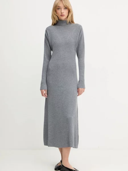 BOSS rochie din lână Forbini gri