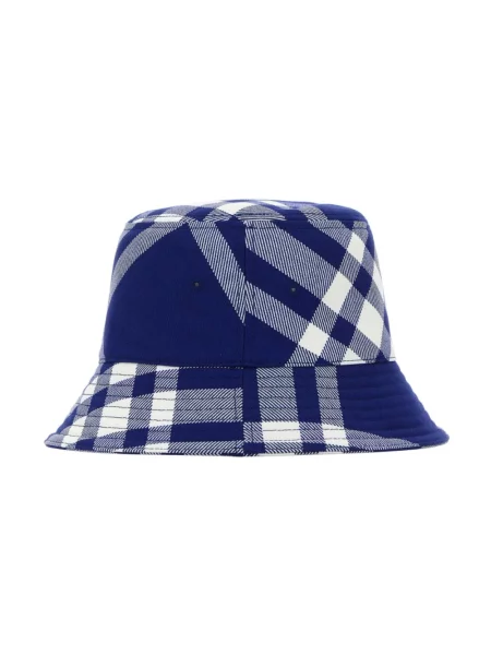 Haftowany lniany kapelusz Burberry niebieski