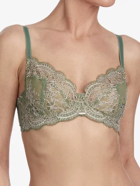 Кружевной бралет с мягкой чашкой зелений