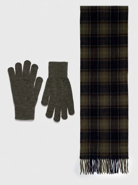 Шарф і рукавички Barbour візерунок зелений