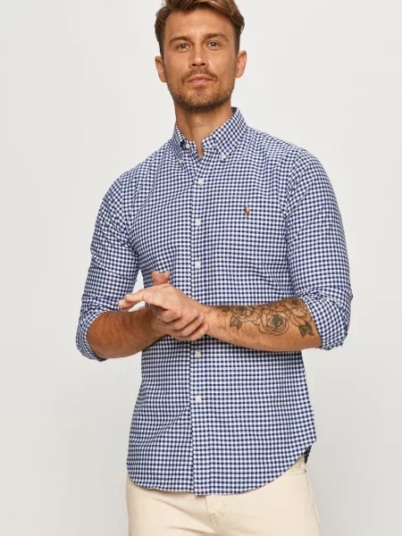 Koszula casualowa o kroju slim fit z tkaniny Oxford Polo Ralph Lauren niebieska