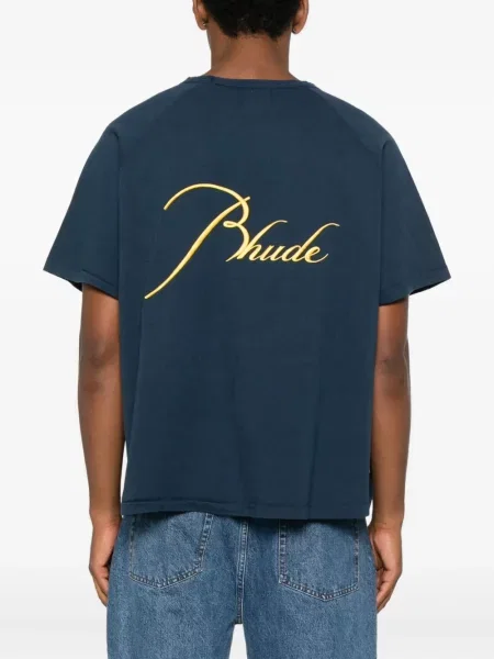 Tricou Rhude cu broderie albastru