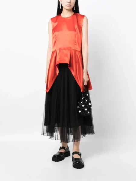Asimetriškas palaidinė Comme Des Garçons satininis raudona