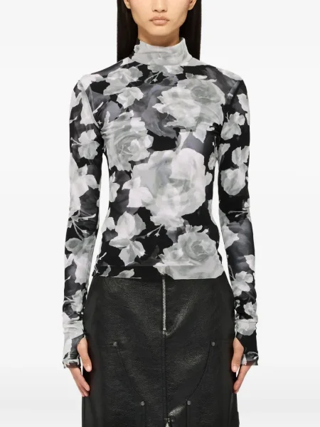 Top Msgm cu model floral negru