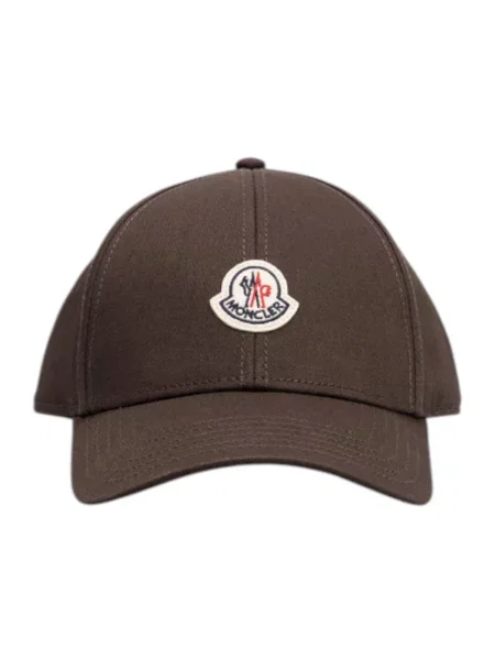 Czapka z daszkiem Moncler z twillu brązowa