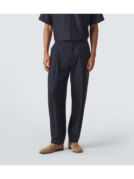 Lanene zožene hlače Dolce&gabbana modra
