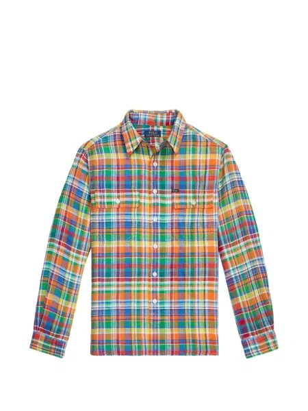 Șapcă Polo Ralph Lauren cu decolteu în V cu autograf în carouri albastru