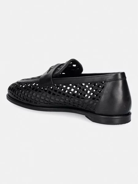 Tommy Hilfiger mokasyny skórzane TH COIN LTH LOAFER LASER CUT czarne