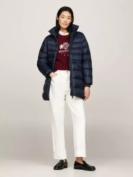 Tommy Hilfiger Steppelt kabát FUNNEL kék