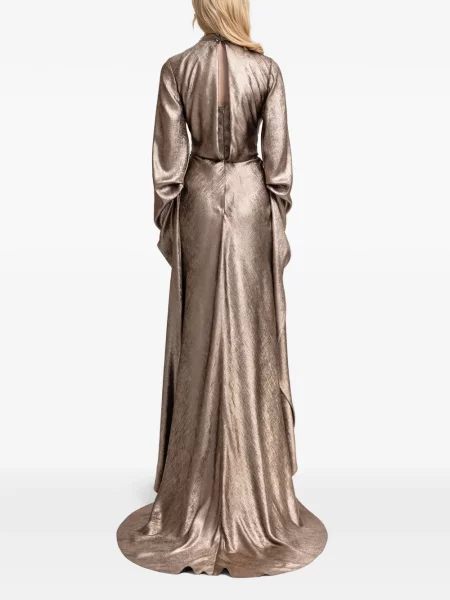 Rochie maxi Gemy Maalouf drapată lungă de costum auriu
