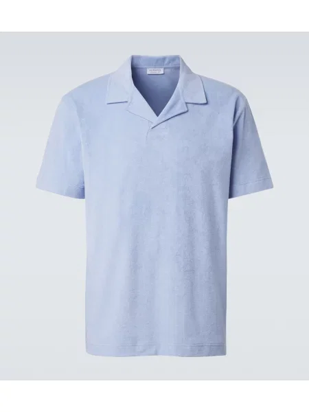 Tricou polo Sunspel din material terry albastru