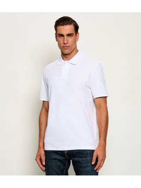 Tricou polo Boss Orange alb