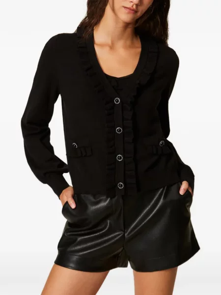 Top Twinset cu volane negru