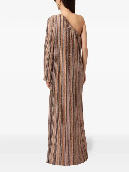 Костюм рокля Missoni с пайети на райета кафяво