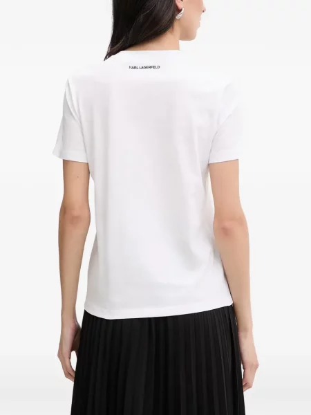 Tricou Karl Lagerfeld cu broderie alb