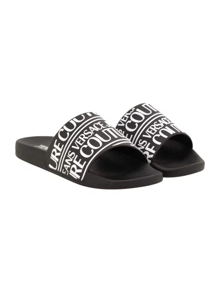 Klapki Versace Jeans Couture z autografem czarne