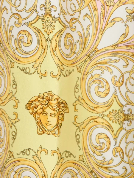 Versace Spodnie Z Jedwabiu Typu Marlene rosa żółte