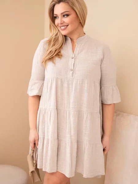 Rochie Kesi Włoski cu volane mari bej