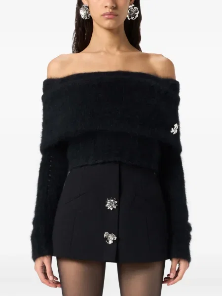 Top Blumarine cu model floral negru