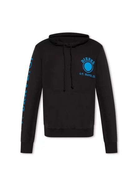 Bluza z kapturem Diesel z kapturem z logo czarna