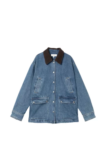 Gulerat geacă de blugi Rag & Bone de catifea cord albastru
