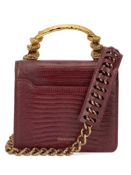 Geantă Roberto Cavalli cu model piele de șarpe roșu