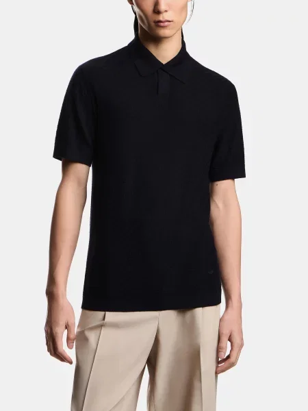 Шерстяное поло Emporio Armani синее