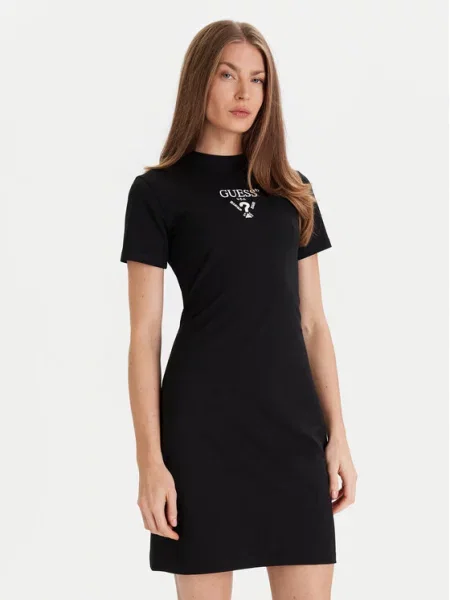 Sukienka GUESS Colette Jersey Dress Black/ Salt Multi M czarna