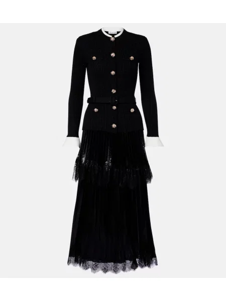 Rochie midi Self-portrait din dantelă negru