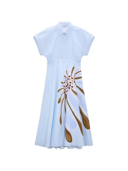 Gulerat rochie Dorothee Schumacher cu model floral albastru