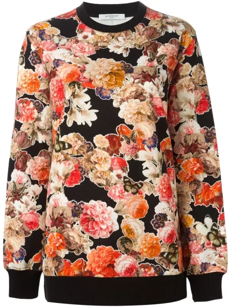 Hanorac Givenchy cu model floral cu imagine negru