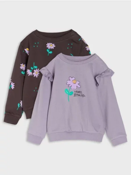 Sinsay Mikina typu crewneck 2 pack modrá