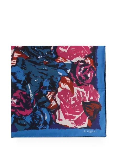 Fular Givenchy de mătase cu model floral cu imagine albastru