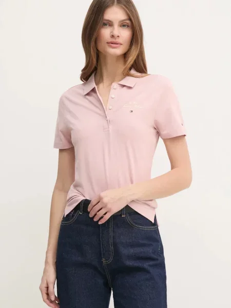 Tommy Hilfiger Тениска с яка и розов