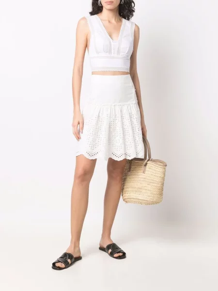 Decupat top Alberta Ferretti cu broderie alb
