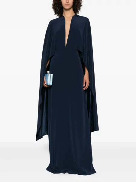 Rochie maxi Stephane Rolland cu decolteu în V de costum albastru