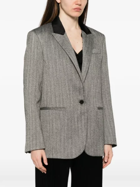 Gulerat geacă Forte_forte de catifea cu model herringbone gri