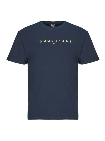 Tricou Tommy Jeans cu autograf albastru