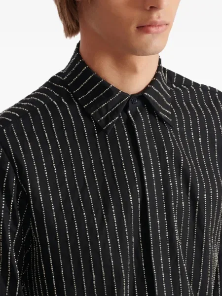 Cămașă cu dungi Balmain cu dungi de cristal negru
