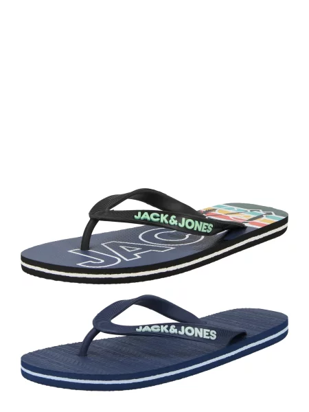 JACK & JONES Flip-flops bleumarin / turcoaz negru