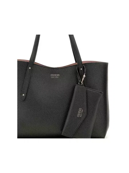 Duża shopperka Guess skórzana czarna
