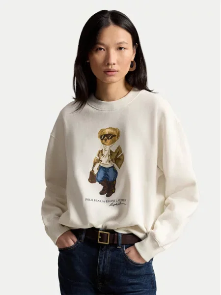 Флийс поло тениска Polo Ralph Lauren бяло