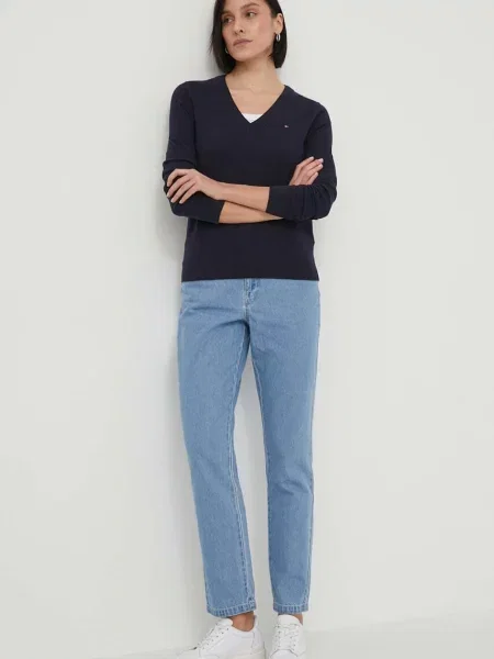 TOMMY HILFIGER Sveter námornícka modrá / červená biela