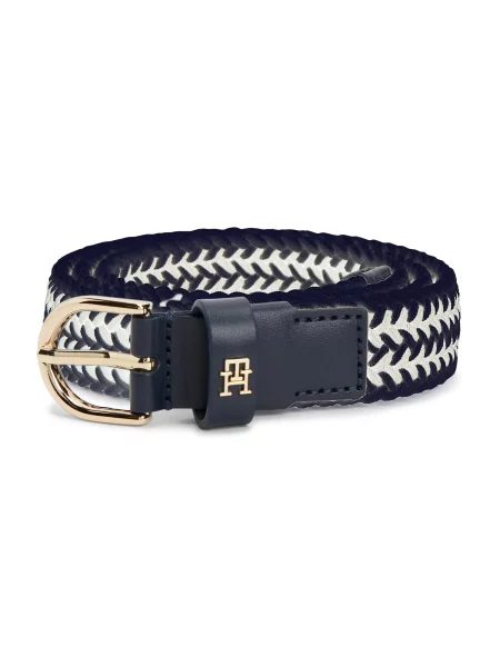TOMMY HILFIGER Curea ESSENTIAL EFFORTLESS bleumarin / murdar alb