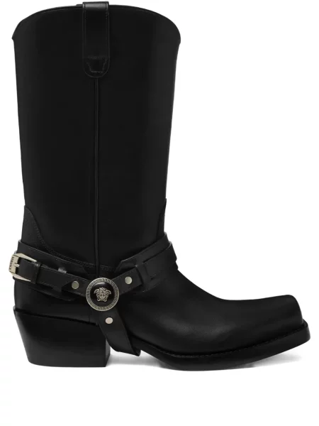 Botine Versace din piele cowboy negru