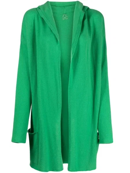 Cardigan Teddy Cashmere din cașmir cu glugă teddy verde