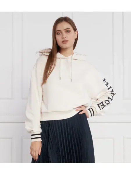 Tommy Hilfiger Hanorac REG MONOTYPE SLV CROP HOODIE | Relaxed fit alb