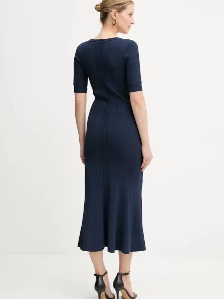 Herve Leger sukienka Aria midi dopasowana granatowy