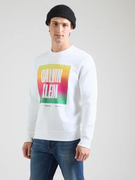 Calvin Klein Jeans Mikina PRIDE tyrkysová / oranžová / ružová biela